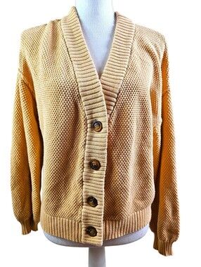 BTFBM Waffle Knit Button Down Cardigan In S